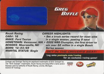 2004 Post Cereal Kraft Racing #NNO Greg Biffle Back