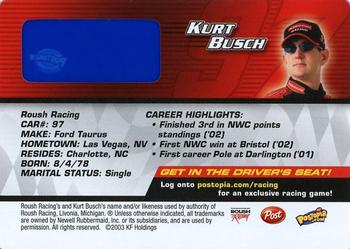 2004 Post Cereal Kraft Racing #NNO Kurt Busch Back