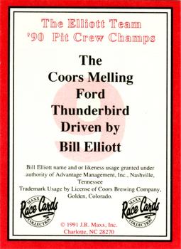 1991 Maxx The Bill Elliott Team #NNO Bill Elliott's Car Back