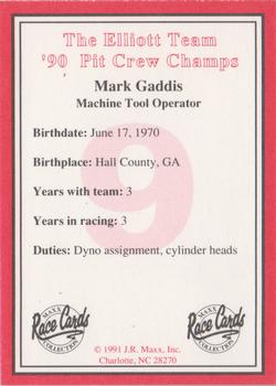 1991 Maxx The Bill Elliott Team #NNO Mark Gaddis Back