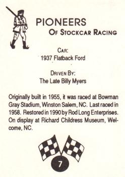 1992 Pioneers of Stockcar Racing #7 1937 Flatback Ford Back