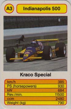 1987 Ace Trump Game Indianapolis 500 #A3 Kraco Special Front