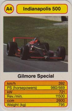 1987 Ace Trump Game Indianapolis 500 #A4 Gilmore Special Front