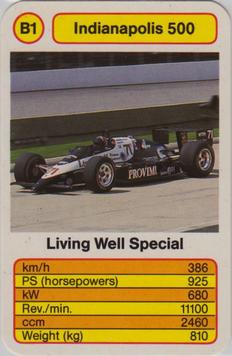 1987 Ace Trump Game Indianapolis 500 #B1 Living Well Special Front