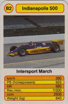 1987 Ace Trump Game Indianapolis 500 #B2 Intersport March Front