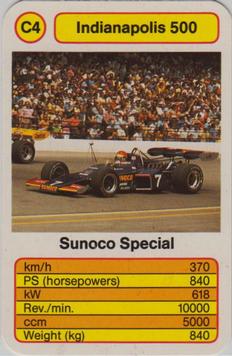 1987 Ace Trump Game Indianapolis 500 #C4 Sunoco Special Front