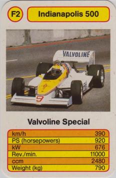1987 Ace Trump Game Indianapolis 500 #F2 Valvoline Special Front