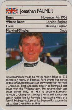 1987 Ace Fact Pack Sporting Greats Motor Racing #NNO Jonathan Palmer Front