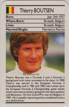 1987 Ace Fact Pack Sporting Greats Motor Racing #NNO Thierry Boutsen Front
