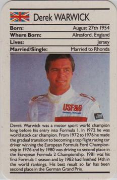 1987 Ace Fact Pack Sporting Greats Motor Racing #NNO Derek Warwick Front