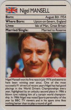 1987 Ace Fact Pack Sporting Greats Motor Racing #NNO Nigel Mansell Front
