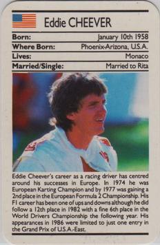 1987 Ace Fact Pack Sporting Greats Motor Racing #NNO Eddie Cheever Front