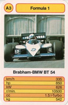 1986 Ace Trump Game Formula 1 #A3 Brabham-BMW BT54 Front