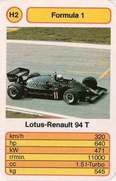 1986 Ace Trump Game Formula 1 #H2 Lotus-Renault 94T Front
