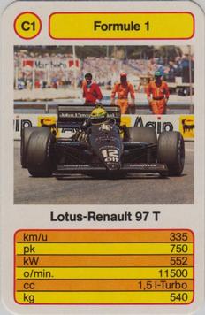 1986 Ace Trump Game Formula 1 - Formule 1 (German) #C1 Lotus-Renault 97T Front