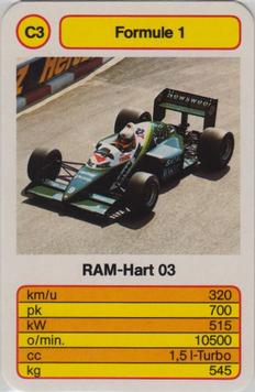 1986 Ace Trump Game Formula 1 - Formule 1 (German) #C3 RAM-Hart 03 Front