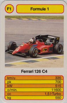 1986 Ace Trump Game Formula 1 - Formule 1 (German) #F1 Ferrari 126 C4 Front