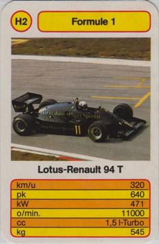 1986 Ace Trump Game Formula 1 - Formule 1 (German) #H2 Lotus-Renault 94T Front