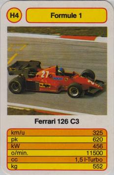 1986 Ace Trump Game Formula 1 - Formule 1 (German) #H4 Ferrari 126 C3 Front