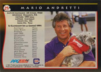 1992 All World Indy - (French) #25 Mario Andretti Back