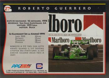 1992 All World Indy - (French) #27 Roberto Guerrero Back