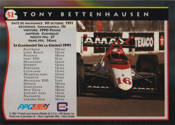 1992 All World Indy - (French) #31 Tony Bettenhausen Back