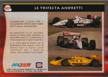 1992 All World Indy - (French) #50 Le Andretti Trifecta Back