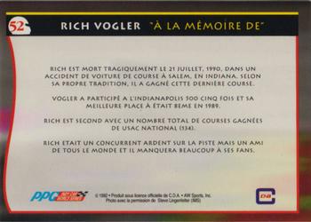 1992 All World Indy - (French) #52 Rich Vogler Back