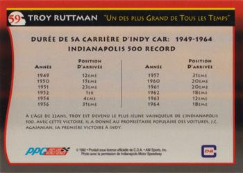 1992 All World Indy - (French) #59 Troy Ruttman Back