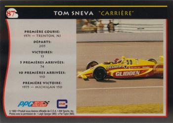 1992 All World Indy - (French) #87 Tom Sneva Back