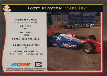 1992 All World Indy - (French) #94 Scott Brayton Back