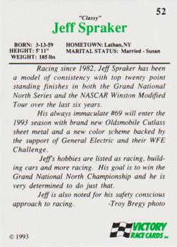 1993 Victory #52 Jeff Spraker Back