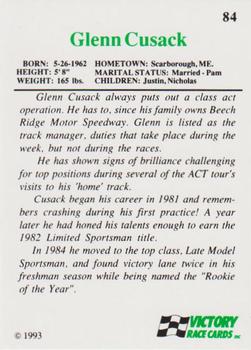 1993 Victory #84 Glenn Cusack Back