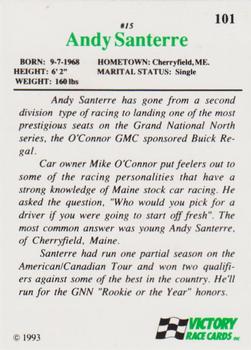 1993 Victory #101 Andrew Santerre Back