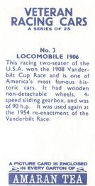 1966 Amaran Tea Veteran Racing Cars #3 Locomobile 1906 Back