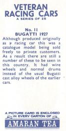 1966 Amaran Tea Veteran Racing Cars #11 Bugatti 1927 Back