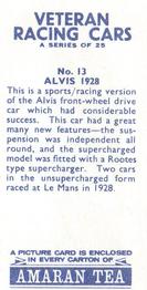 1966 Amaran Tea Veteran Racing Cars #13 Alvis 1928 Back