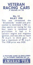 1966 Amaran Tea Veteran Racing Cars #14 Riley 1928 Back