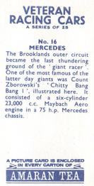 1966 Amaran Tea Veteran Racing Cars #16 Mercedes Back
