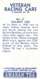 1966 Amaran Tea Veteran Racing Cars #17 Talbot 1930 Back