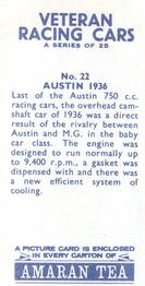 1966 Amaran Tea Veteran Racing Cars #22 Austin 1936 Back