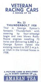 1966 Amaran Tea Veteran Racing Cars #23 Thunderbolt 1938 Back