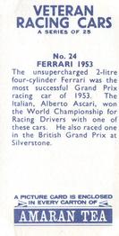1966 Amaran Tea Veteran Racing Cars #24 Ferrari 1953 Back