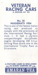 1966 Amaran Tea Veteran Racing Cars #25 Maserati 1954 Back