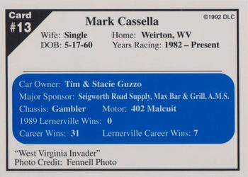 1992 Donny's Lernerville Speedway Part 1 - Silver Edition #13 Mark Cassella Back