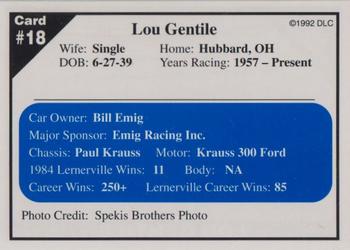 1992 Donny's Lernerville Speedway Part 1 - Silver Edition #18 Lou Gentile Back