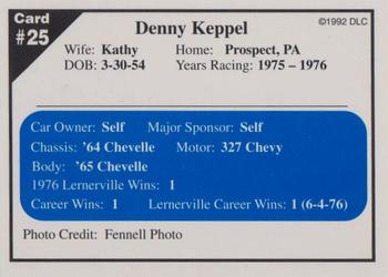 1992 Donny's Lernerville Speedway Part 1 - Silver Edition #25 Denny Keppel Back
