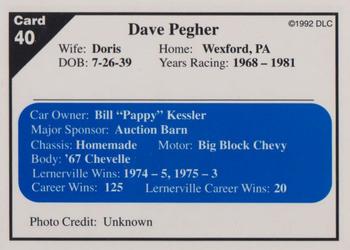 1992 Donny's Lernerville Speedway Part 1 - Silver Edition #40 Dave Pegher Back