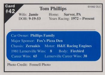 1992 Donny's Lernerville Speedway Part 1 - Silver Edition #42 Tom Phillips Back