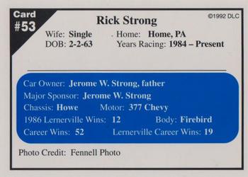 1992 Donny's Lernerville Speedway Part 1 - Silver Edition #53 Rick Strong Back